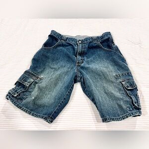 Sky Blue Denim Cargo Shorts Gradient Style